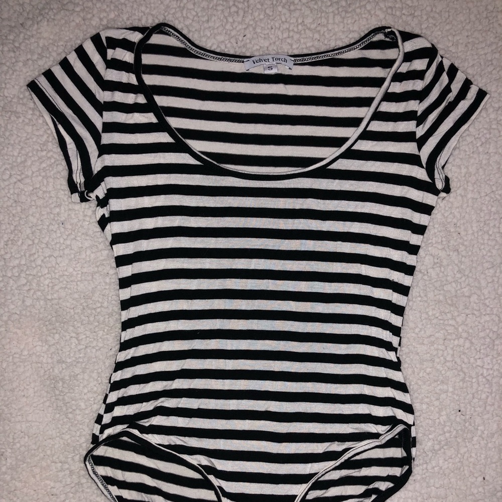 Black and white stripe bodysuit